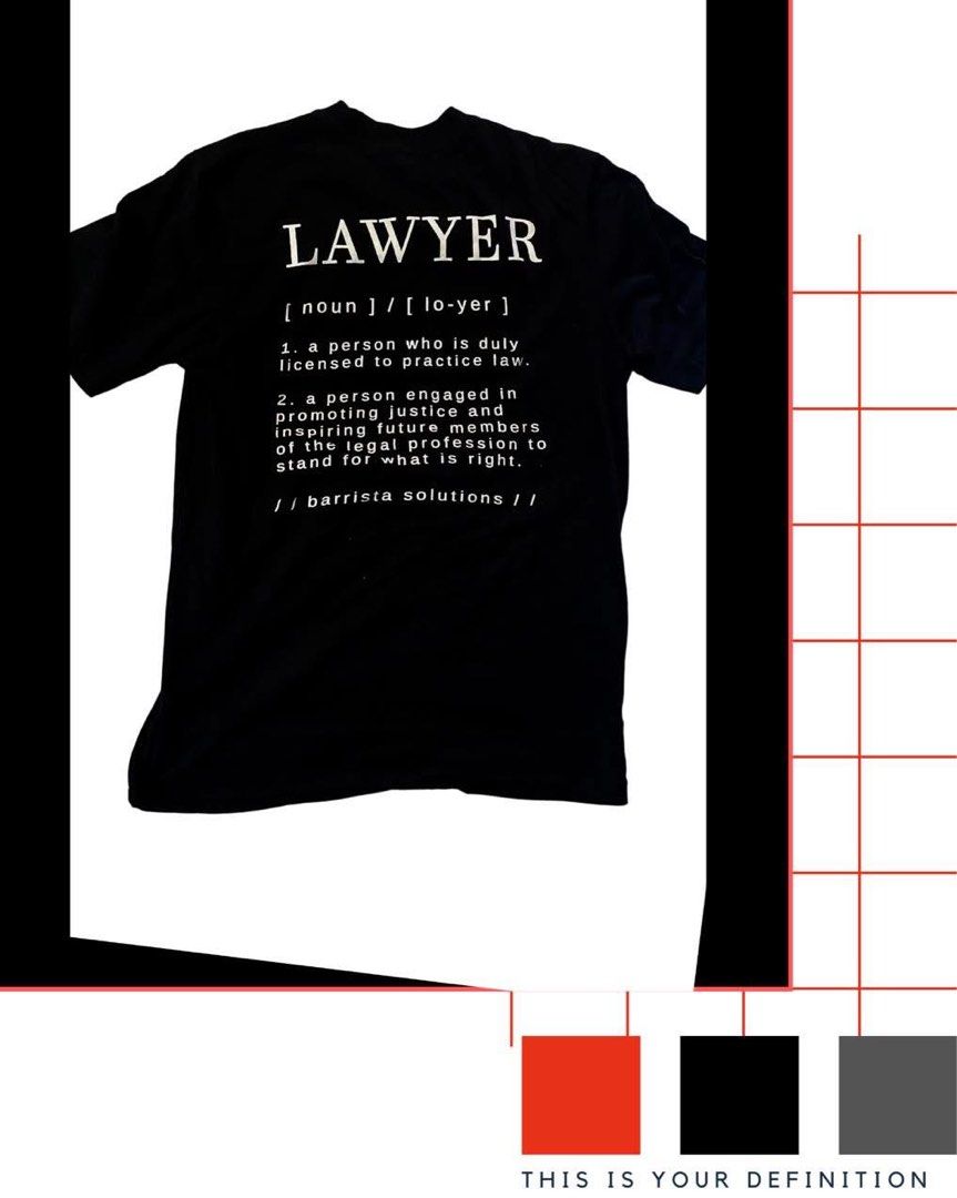 Barrista Solutions - Lawyer Shirt (Black) (Category: Tshirts & Polo Shirts ) located in Pasig City. Submitted by thejoyceofdecluttering (Listing ID 1350394705, Image 2). Description: Barrista Solutions shirts for sale! Law Student (White) Available sizes: S - 1 pc M - 5 pcs XL - 1 pc.