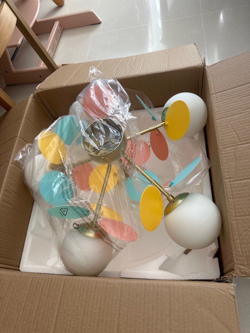 Ceiling light (Category: Lighting) located in Singapore. Submitted by stellazq (Listing ID 1350400400, Image 2). Description: Suitable for girls room Installed for only 1 year, In perfect condition my daughter needed a ceiling fan hence removed it. .