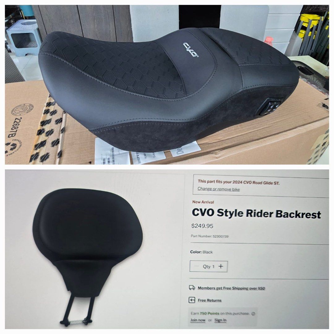 CVO Sundowner Heated Seat & CVO Style Rider Backrest, Motorcycles ...