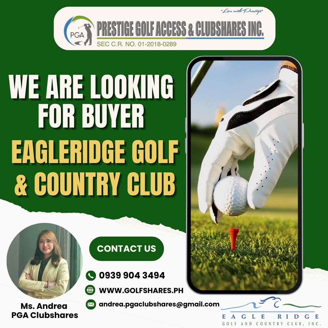 GOLF SHARES MEMBERSHIP - PGA (Category: Golf) located in Muntinlupa City. Submitted by andrea.pgaclubshares (Listing ID 1350387266, Image 3). Description: Good day Golfers! This is Andrea from PGA Clubshares. We are looking for a BUYER of the following shares. STA. ELENA GOLF MANILA SOUTHWOODS GOLF & COUNTRY CLUB EASTRIDGE GOLF & COUNTRY CLUB EAGLERIDGE GOLF & COUNTRY CLUB If you're looking to become a member of one of these exclusive clubs, plea
