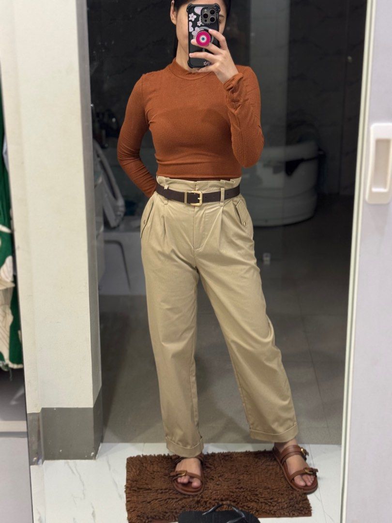 H&M pants with belt (Category: Jeans) located in Tuguegarao City. Submitted by someofmystuff (Listing ID 1350490978, Image 1). Description: Used once only Rfs- gained weight kasi huhu Good as new Bought for 2300+ from H&M robinsons magnolia Size euro 34.