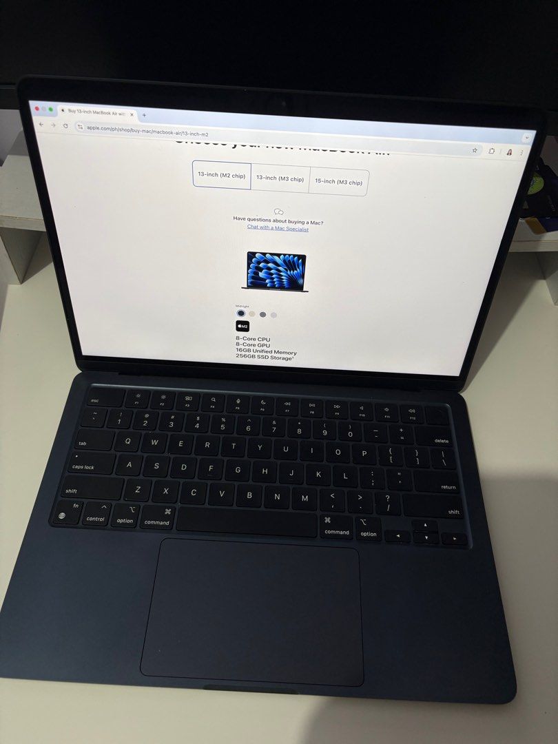 Macbook air m2 256gb (Category: Laptops & Notebooks) located in Lipa City. Submitted by wearitbetterbabe (Listing ID 1350514060, Image 3). Description: Bought last january 03, 2023 I only use it to watch movies once a week Battery health is still 100% All original inclusions are included (box, receipt, cable, charger, stickers) Meet up in lipa batangas only Rfs: need funds .