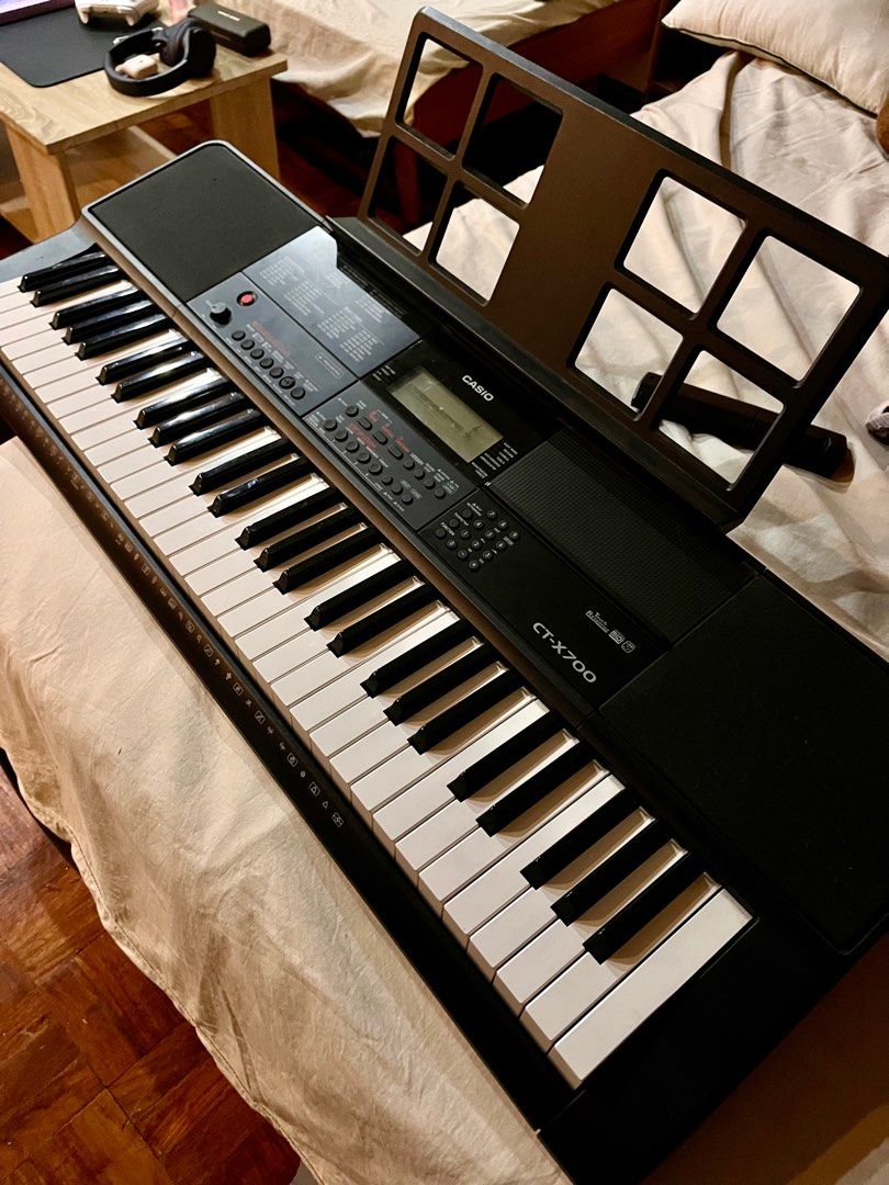 Piano Keyboard CT X700 Casio (Category: Musical Instruments) located in Manila. Submitted by mimi18246 (Listing ID 1350444193, Image 3). Description: Original Casio CT-X700 61 Keys ☑️ charger, music sheet holder, stand Price bought: 15,000 Selling price: 9,000 Rfs: unused :( no time to play More info: - Touch Response - Has Midi feature - Has USB Port - Has audio output port (so you can play it connected to your earphones/headphones) 160 Song Ban