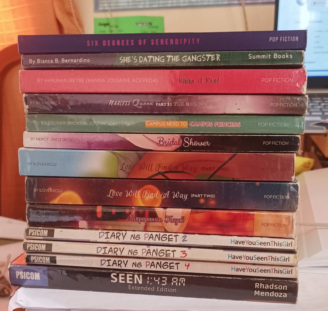 Preloved random wattpad books (P50-P70) (Category: Storybooks) located in Taguig. Submitted by quin_014 (Listing ID 1350541147, Image 1). Description: MOD:lalamove/grab/j &t MOP: Gcash sf by the customer RFS: Decluttering These are preloved please, please manage your expectations, thank you. List: Six degrees of serendipity SOLD She's dating the gangster Fearless queen Part 1 Campus nerd to campus princess SOLD Bridal Shower Love will find a way 