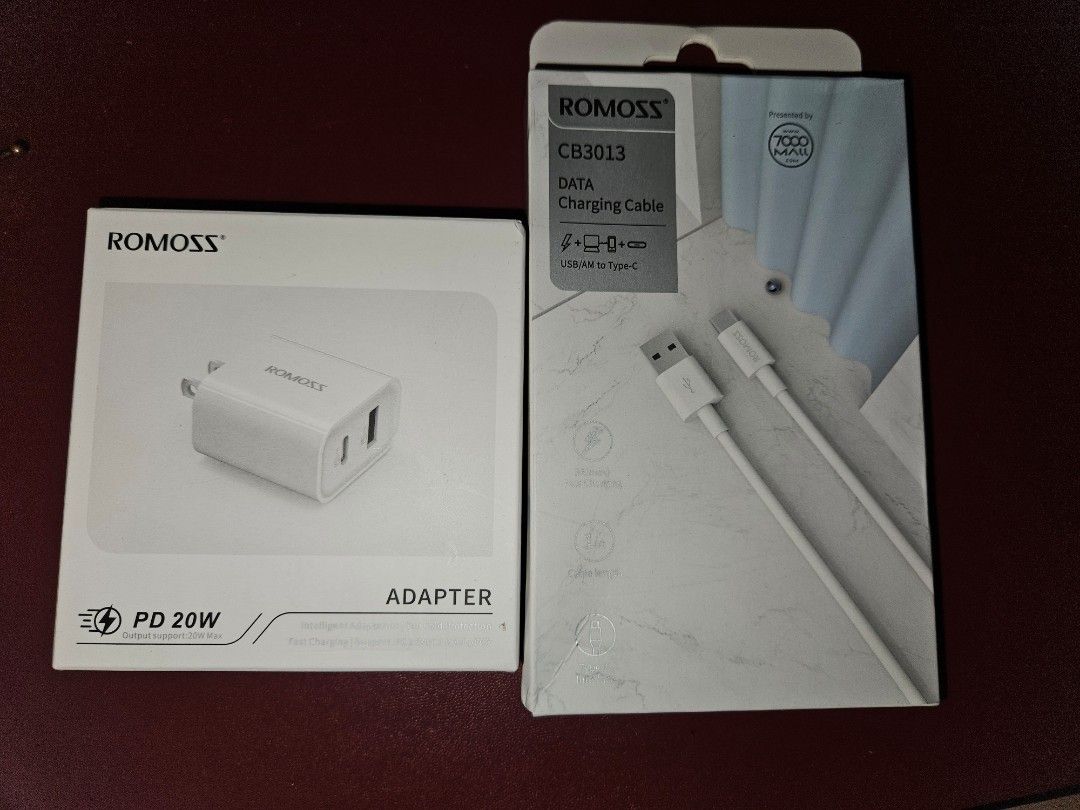 Romoss AC20RD Dual USB 20 Watts Quick Charge 3.0 Type-C/USB Adapter (Cord Bundle Available) (Category: Chargers & Cables) located in Dasmarinas. Submitted by morningdivabeam (Listing ID 1350529695, Image 2). Description: Brand New, authentic and unopened. From official online store. can be bundled with lightning and usb-c cable - adapter only: 200.00 - adapter + cable (lightning or usb-c): 250.00 - cable bundle: 150.00 / 80.00 each - take all: 30
