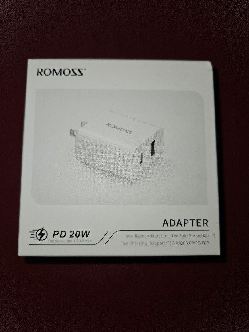 Romoss AC20RD Dual USB 20 Watts Quick Charge 3.0 Type-C/USB Adapter (Cord Bundle Available) (Category: Chargers & Cables) located in Dasmarinas. Submitted by morningdivabeam (Listing ID 1350529695, Image 1). Description: Brand New, authentic and unopened. From official online store. can be bundled with lightning and usb-c cable - adapter only: 200.00 - adapter + cable (lightning or usb-c): 250.00 - cable bundle: 150.00 / 80.00 each - take all: 30