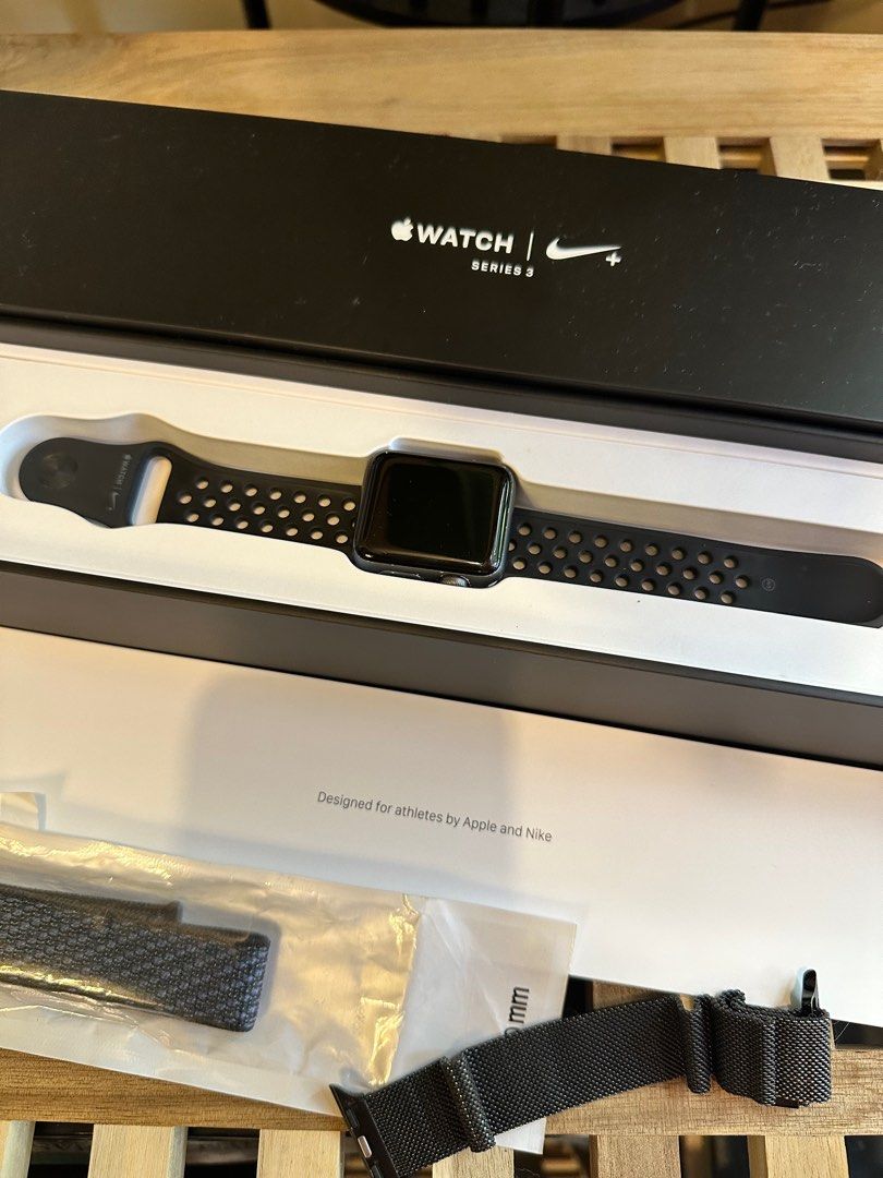Apple watch (authentic) (Category: Luxury Watches) located in Binan City. Submitted by jobot02 (Listing ID 1345330806, Image 2). Description: Apple watch Nike+ Series 3 38mm Good working condition Free additional watch bracelets Signs of use.
