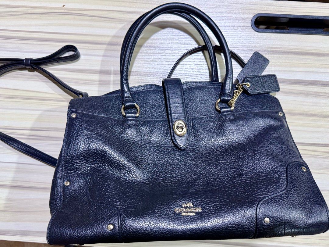 COACH Mercer Satchel 24 Leather Crossbody Bag Y2K Studded Purple 