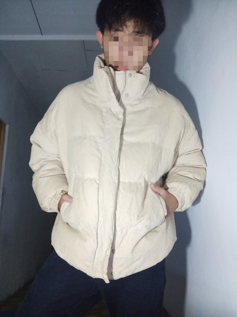 cream corduroy puffer jacket