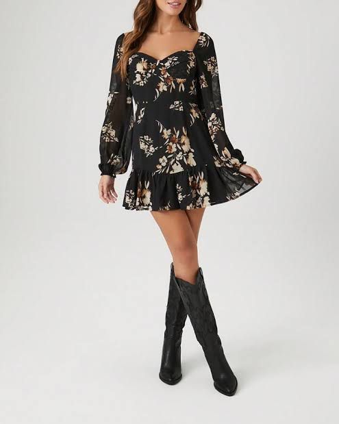 F21 Chiffon Floral Dress (Category: Dresses) located in Cavite. Submitted by bey.stuffs (Listing ID 1345483239, Image 1). Description: Used once only at Girls night out party. Small on tag, can fit to 36 bust. Up to 28” waist. RFS: Bilhin niyo na, for the declutter. Price marked down from 1.2K to 1K :) .