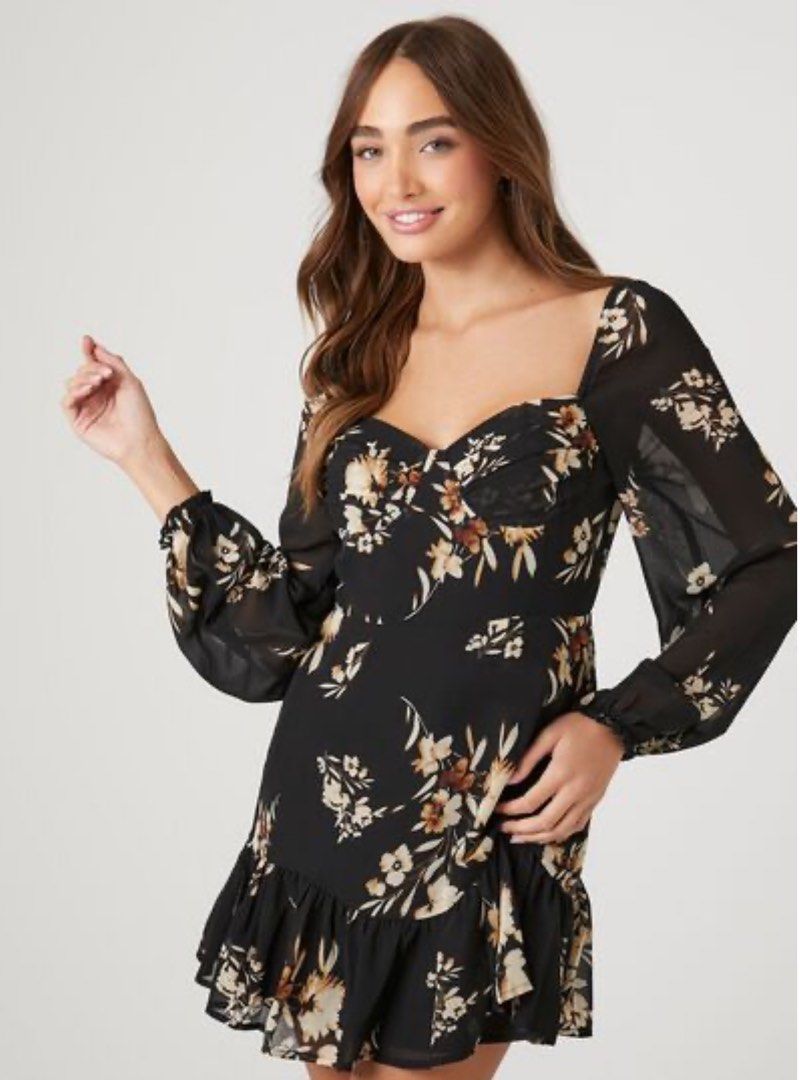 F21 Chiffon Floral Dress (Category: Dresses) located in Cavite. Submitted by bey.stuffs (Listing ID 1345483239, Image 2). Description: Used once only at Girls night out party. Small on tag, can fit to 36 bust. Up to 28” waist. RFS: Bilhin niyo na, for the declutter. Price marked down from 1.2K to 1K :) .