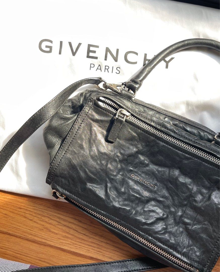 Givenchy Pandora 2 way (Category: Luxury Bags & Wallets) located in Caloocan City. Submitted by thejoyofshopping (Listing ID 1345311254, Image 2). Description: Size: Small Material: wrinkled Sheepskin Leather Color: Black .