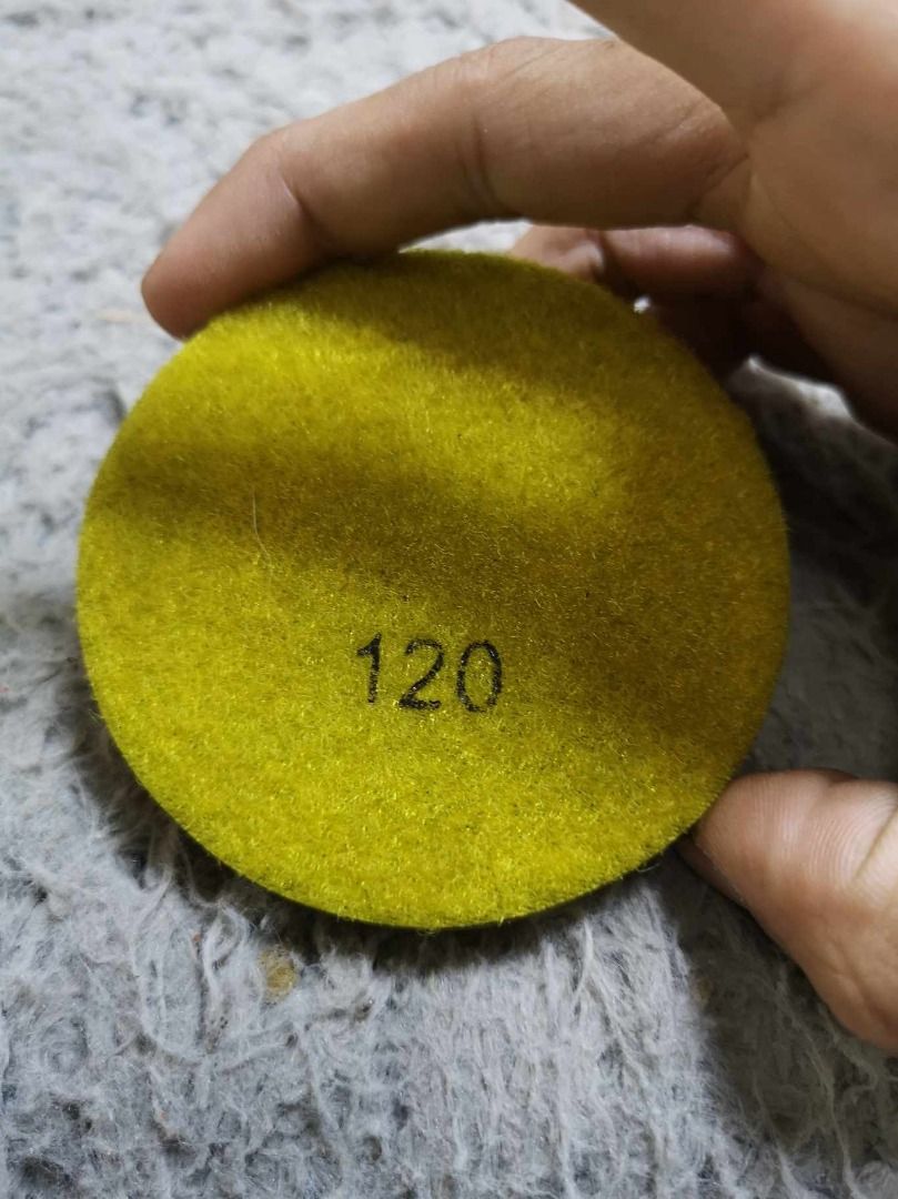 Granite Polishing Pods (Category: Construction & Building Materials) located in Santa Cruz. Submitted by jmy_surplus.2 (Listing ID 1345464273, Image 3). Description: Size ; L - 8 w - 8 Color ; Yellow Type ; Pods Brand ; No brand Material ; Metal Style ; Granite Polishing Pods LG 94 JMY 4.