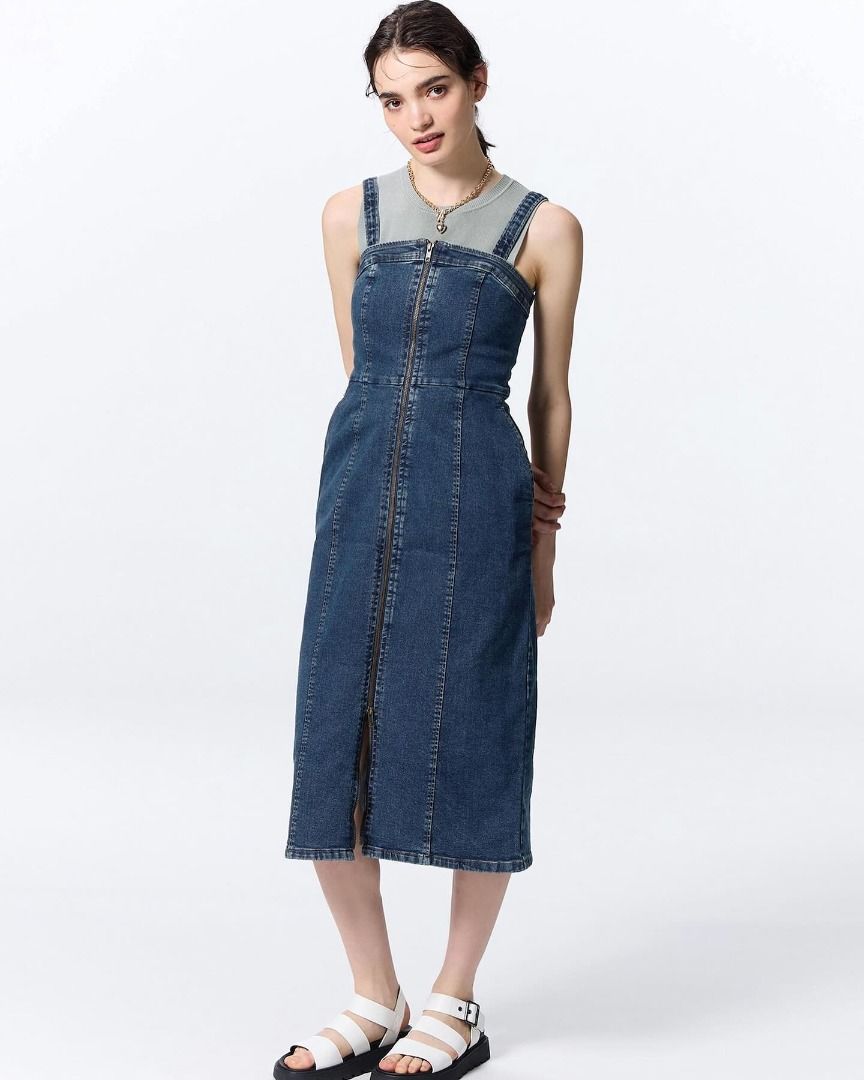 GU - Denim Front Zip Dress (Category: Dresses) located in Pasig City. Submitted by nix_21 (Listing ID 1345427130, Image 2). Description: 💡 Details: 🔸 Colors: Blue & Dark Brown 🔸 Size: Women L, XL, & XXL 🔸 Price: ₱1,000 each (on-hand, PH) 📏 Measurements: L: Height: 46" Chest Width: 16 1/2" Waist: 29" XL: Height: 47" Chest Width: 17 1/2" Waist: 31 1/2" XXL: Height: 47" Chest Width: 19" Waist: 34".