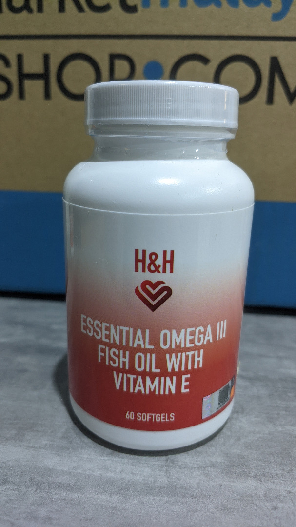 H&H Essential Omega III Fish Oil with Vitamin E 60 Softgels (鱼油 维生素E ...