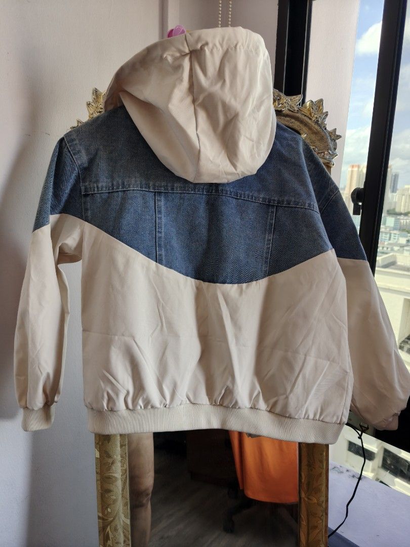 Jacket (Category: Coats, Jackets and Outerwear) located in Singapore. Submitted by tessie1 (Listing ID 1345386429, Image 3). Description: Combi mix Denim Jacket w Hoodie. light casual.