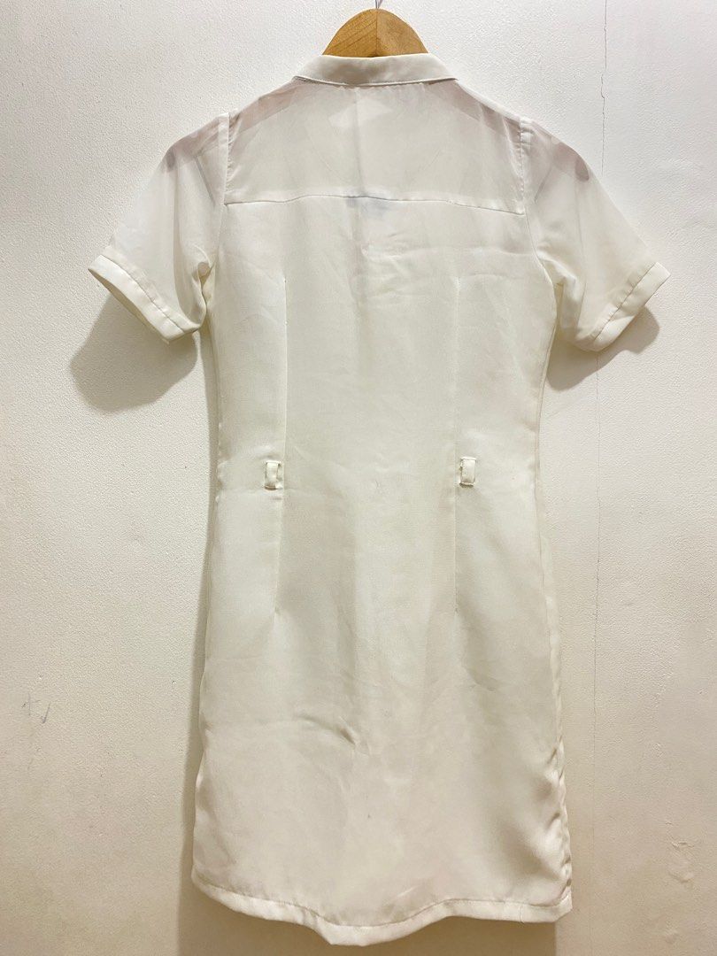 JUANA White Formal Dress (Small) (Category: Dresses) located in Mandaluyong City. Submitted by aprils_botique (Listing ID 1345329034, Image 3). Description: FOR SALE: JUANA White Formal Dress (Small) Preloved • 200 Pesos Only Brand: JUANA Size on Tag: Small Fit to: XS-Small Good As New ✨ Only Issue: Tastas na tahi pero hindi naman butas (please see last pic) Belt not included ❌ No when wear photos 🫶Measurements Bust: 17inch Waist: 14inch Length: