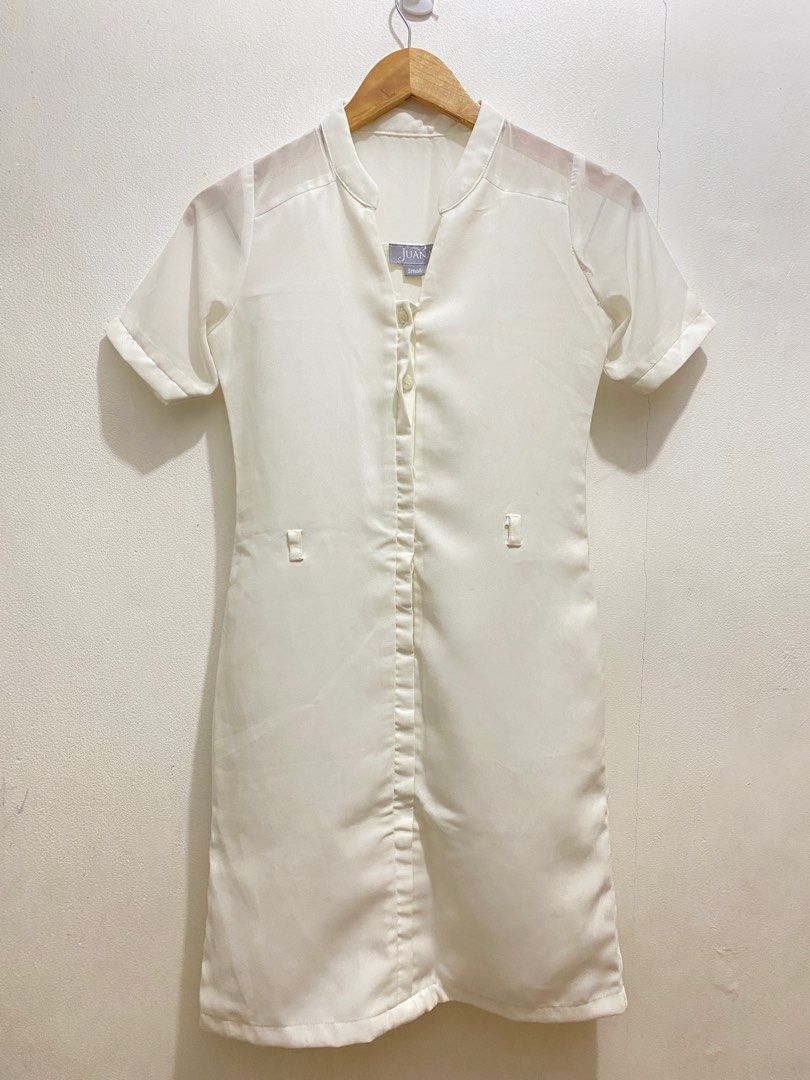 JUANA White Formal Dress (Small) (Category: Dresses) located in Mandaluyong City. Submitted by aprils_botique (Listing ID 1345329034, Image 1). Description: FOR SALE: JUANA White Formal Dress (Small) Preloved • 200 Pesos Only Brand: JUANA Size on Tag: Small Fit to: XS-Small Good As New ✨ Only Issue: Tastas na tahi pero hindi naman butas (please see last pic) Belt not included ❌ No when wear photos 🫶Measurements Bust: 17inch Waist: 14inch Length:
