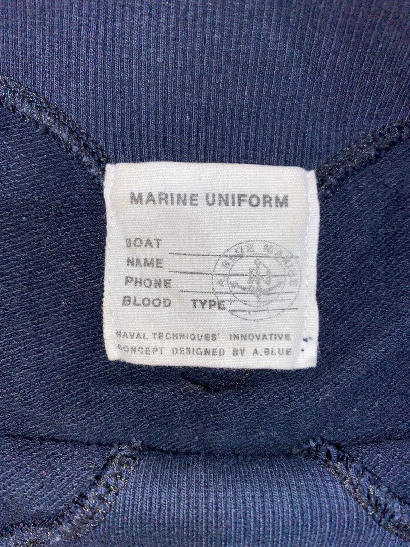 Marine Uniform Navy Sweater by A. BLUE (Category: Coats, Jackets and Outerwear) located in Valencia. Submitted by jhnkrby23 (Listing ID 1345386270, Image 3). Description: Marine Uniform Navy Sweater by A. BLUE Width 23 Length 27.5 Sleeve 25 Excellent condition 1000 shipping at buyers expense.