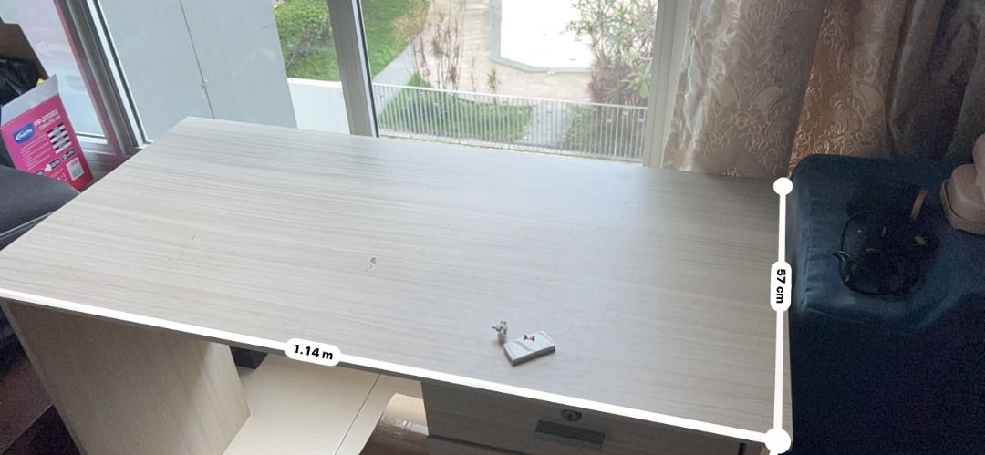 Study Table (Category: Tables & Sets) located in Singapore. Submitted by maninair999 (Listing ID 1345333663, Image 1). Description: - 150 cm * 60 cm - The tabletop has markings from using it and some inconspicuous scratches at the edges. Otherwise, the table is strong and sturdy. Easy to wipe and maintain. Table can be configurable between a study table and a computer table. - self-collect near Teban Garden 600022.