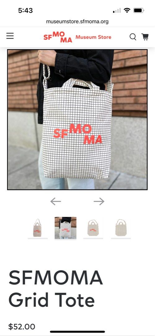 BNWT Baggu SF MOMA grid tote bag, Women's Fashion, Bags Wallets