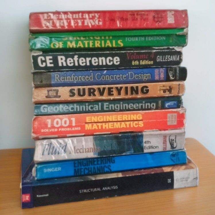 CE BOOKS FOR SALE (Category: Textbooks) located in Quezon City. Submitted by tine.dc (Listing ID 1344270768, Image 1). Description: CIVIL ENGINEERING BOOKS FOR SALE Take all for PHP 1,800 Location: Commonwealth, QC 1. Structural Analysis by Aslam Kassimali 2. Engineering Mechanics by Singer 3. Fluid Mechanics & Hydraulics by Besavilla 4. Surveying for CIVIL and GEODETIC Licensure Exam by Besavilla 5. CE Reference 6E by Gillesania 6. Strength of M