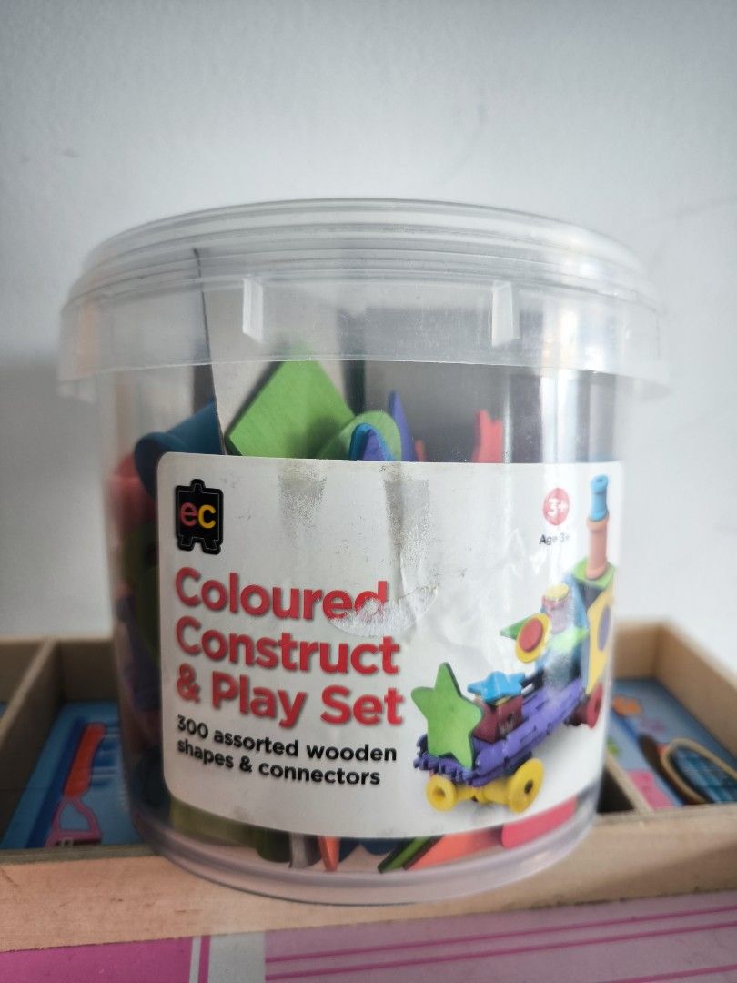 Colour construct set (Category: Infant Playtime) located in Dengkil. Submitted by prelovedlawa2 (Listing ID 1345526852, Image 1). Description: Beli lama dah tp tak pernah guna. bonding time Mak Pak main dengan anak. wooden material. boleh construct building, transport, ikut kreativiti..