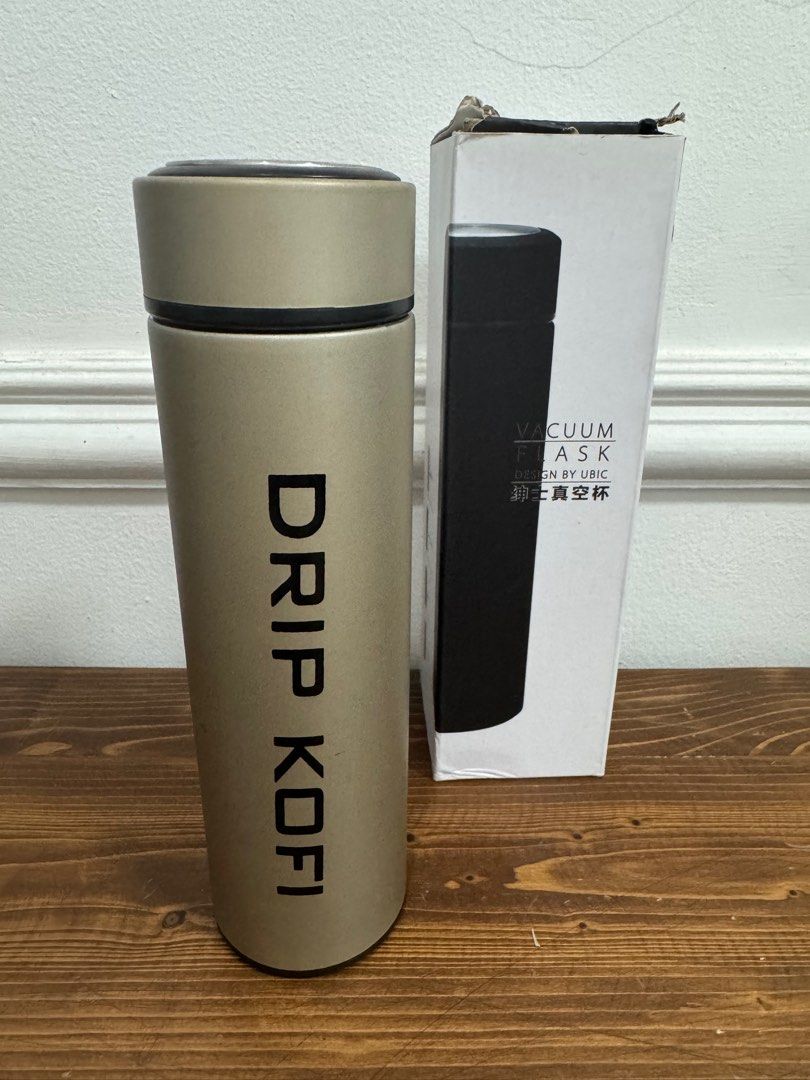 DRIP KOFI COFFEE TUMBLER (Category: Water Bottles & Tumblers) located in Cainta. Submitted by e.collections (Listing ID 1345690835, Image 1). Description: Rarely used. Have minor rusts on the lid portion, so this probably may be for display only.