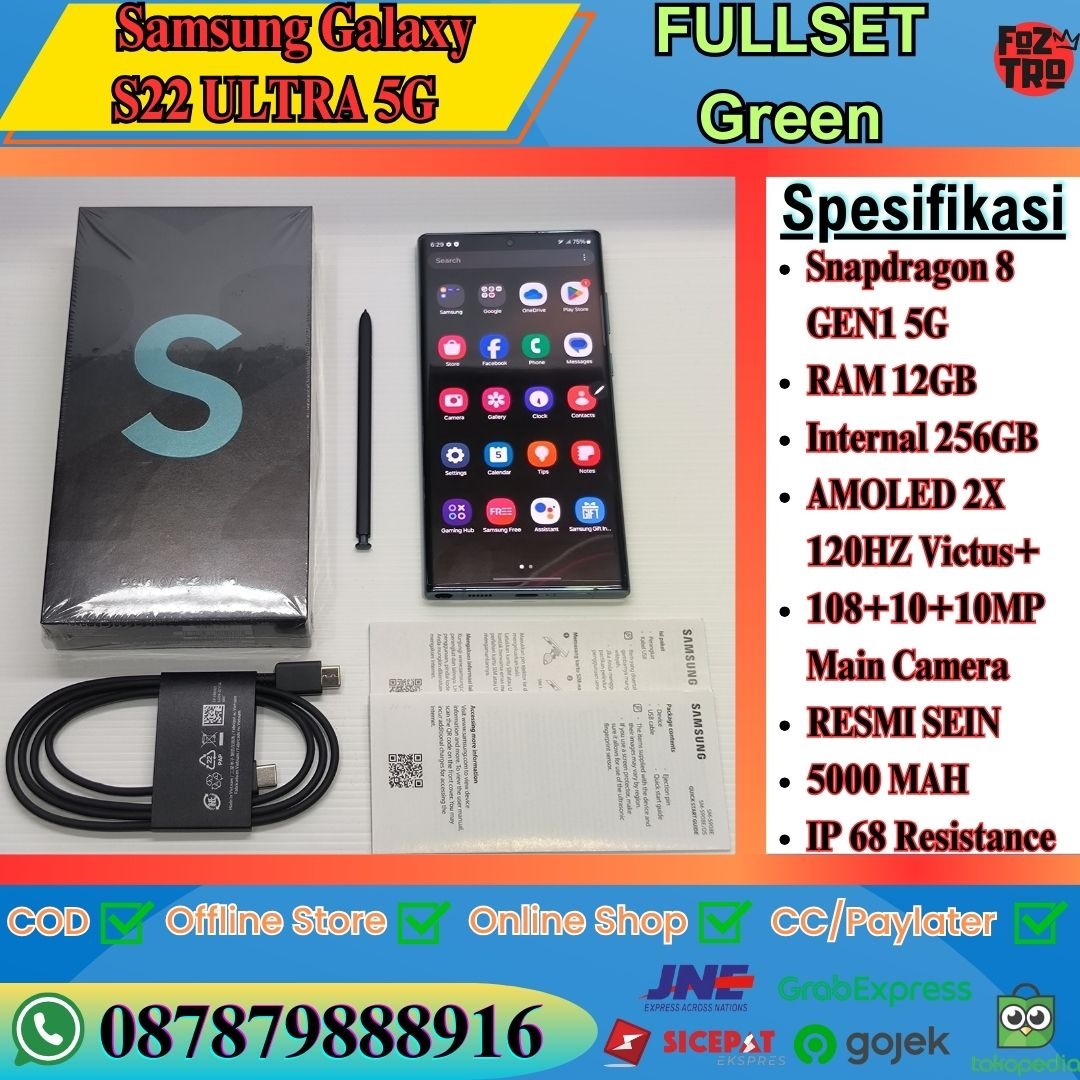 FULLSET RESMI Samsung Galaxy S22 Ultra 5G 12/256GB Snapfragon 8 GEN1 ...