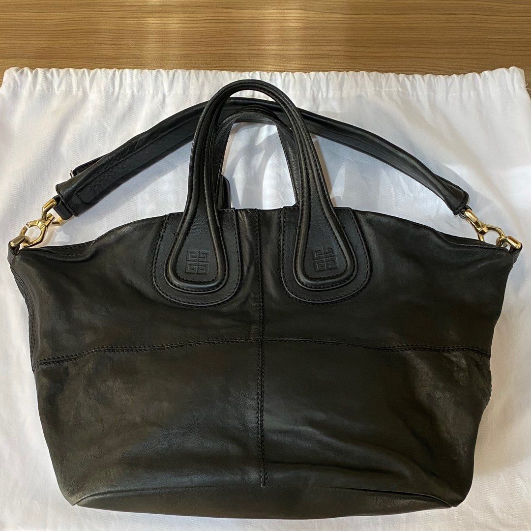 Givenchy Nightingale - Medium (Category: Luxury Bags & Wallets) located in Quezon City. Submitted by celRis (Listing ID 1345578358, Image 2). Description: - Medium - Authentic - Has few flaws on the leather attaching to handle but not really that noticeable - No box but with dustbag. Dustbag has some stains but no stains in the bag itself - Can do meetups pero preferably sa weekends lang and sa Trinoma/SM North/ Vertis .