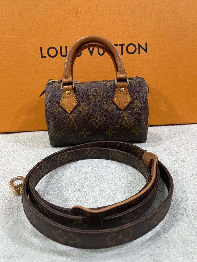 Lv speedy Nano with original mono strap Luxury Bags Wallets on Carousell