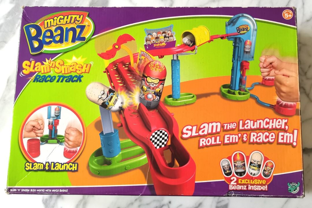 MIGHTY BEANZ SLAM N SMASH RACE TRACK EXCLUSIVE 2 BEANZ 12 BEANZ 2 FLIP TRACK