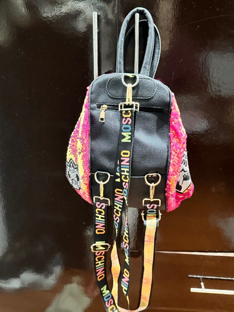 Moschino Sequins three way Bag (Category: Backpacks) located in Manila. Submitted by beadeclutter (Listing ID 1345661155, Image 2). Description: Used once only Perfect for kikay outfits Pwede pang gift .