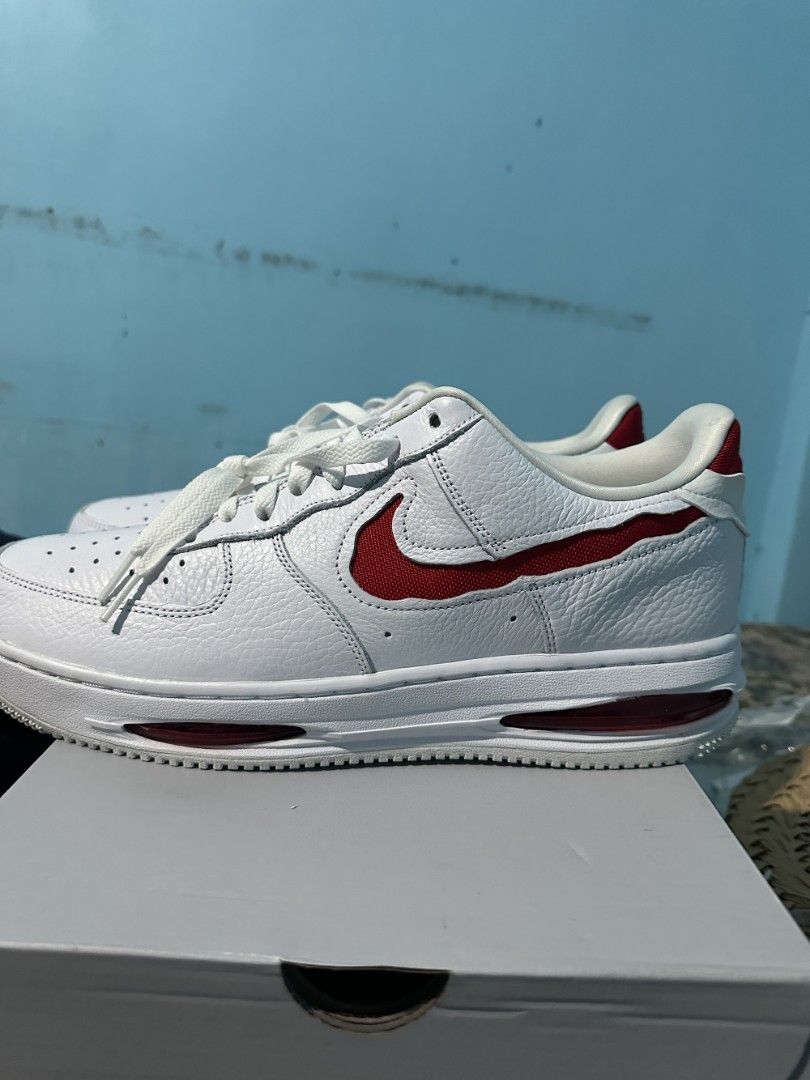 NIKE AIR FORCE ONE LOW EVO (Category: Sneakers) located in Makati City. Submitted by junaree (Listing ID 1345605380, Image 1). Description: BRAND NEW AF1 LOW EVO RED Repriced Repriced Size: 12.5 Originally bought for Php 5,995.00 in Nike App last November 2024 Comes with the original box Used once for fitting RFS: Decluttering.