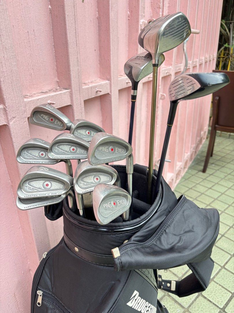Ping Eye 2 Golf Set with Bridgestone Bag (Category: Golf) located in Manila. Submitted by eclipse58 (Listing ID 1345698505, Image 3). Description: COMPLETE Ping Eye 2 Golf Set ✅️ 3-9 Irons, Sand Wedge & Pitching Wedge ✅️ Axel Dual Impact Driver, Mahha Fairway 3 Wood & Daiwa Advisor 5 Wood ✅️ Ping Anser Putter & Bridgestone Golf Bag ✅️ Original Ping Regular Flex Steel Shaft & Grips ✅️ Very Good condition & NO ISSUES Selling Price: 10,500 Location: