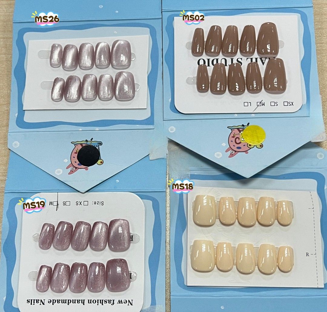 Press on nails (Basic) (Category: Hands & Nails) located in Singapore. Submitted by pixiemuffin (Listing ID 1345703338, Image 1). Description: Press on nails 💅 Size: M Will include upon purchase: - 1x Alcohol pad - 2x Adhesive tabs (2x sheets) - 1x nail file - 1x cuticle stick 4 different colours and type available 1 for $5 each.