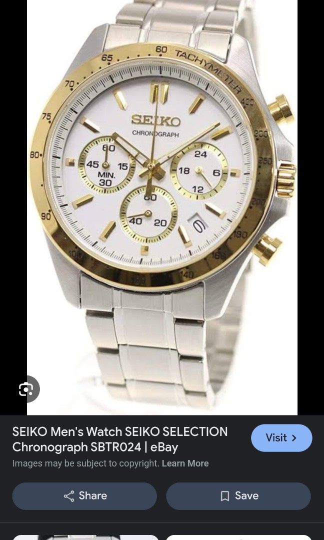 Seiko spirit chrono two tone (Category: Women's Watches) located in Mandaluyong City. Submitted by meituv7 (Listing ID 1345624930, Image 1). Description: still fresh with pillow,box,manual,extra link two tone unisex.