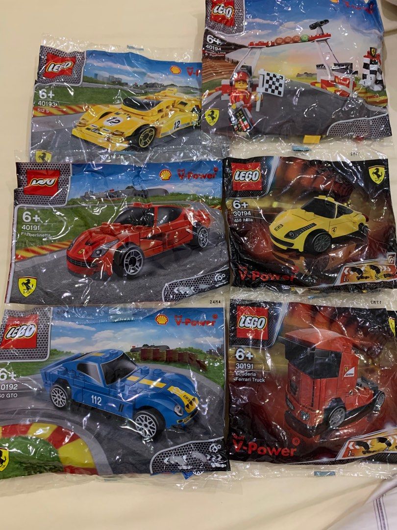 Shell Ferrari Lego set - 5 set pull-back cars + finish line podium free ...