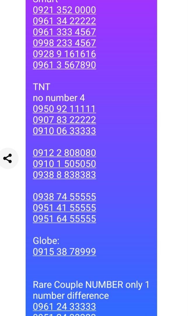 Random Sim Card Number SPECIAL NUMBER SIMCARDS OR VANITY SIM CARDS SMART GLOBE TNT, Mobile ...