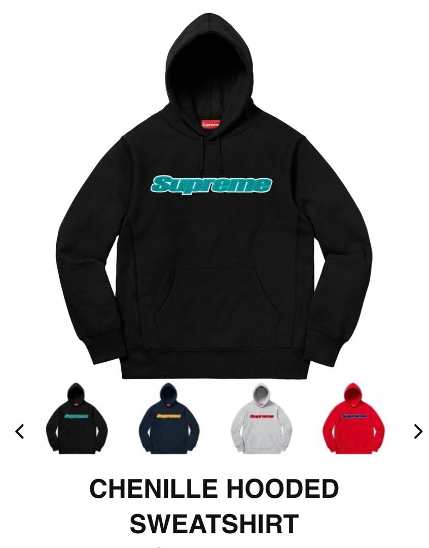Supreme SS19 Chenille Hooded Sweatshirt Men s Fashion Coats Jackets and Outerwear on Carousell