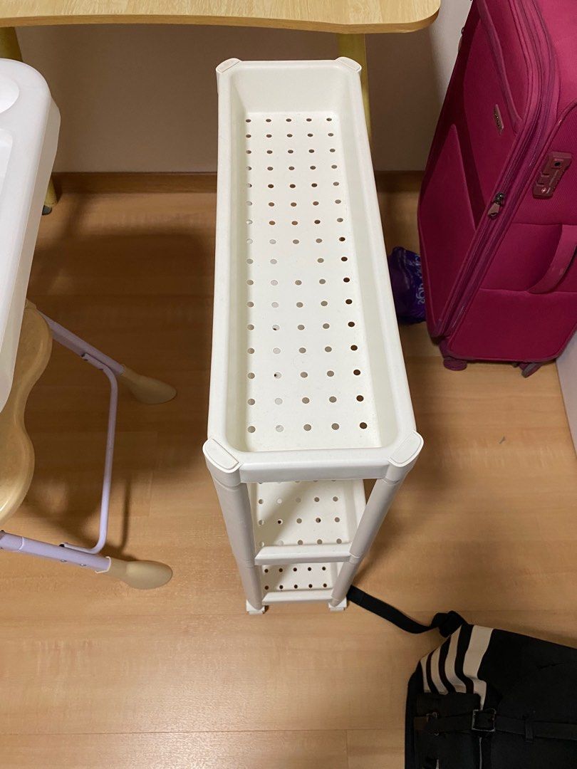 Three stack shelves (Category: Shelves, Cabinets & Racks) located in Singapore. Submitted by johnson12321 (Listing ID 1345722086, Image 2). Description: Stackable Bathroom Racks with Wheels - White (about 80cm Height) Selling pre-loved bathroom racks in excellent condition. Features: 80cm tall with 3 spacious shelves Stackable design for added flexibility Comes with wheels for easy movement Sleek white finish to match any décor Perfect for holdin
