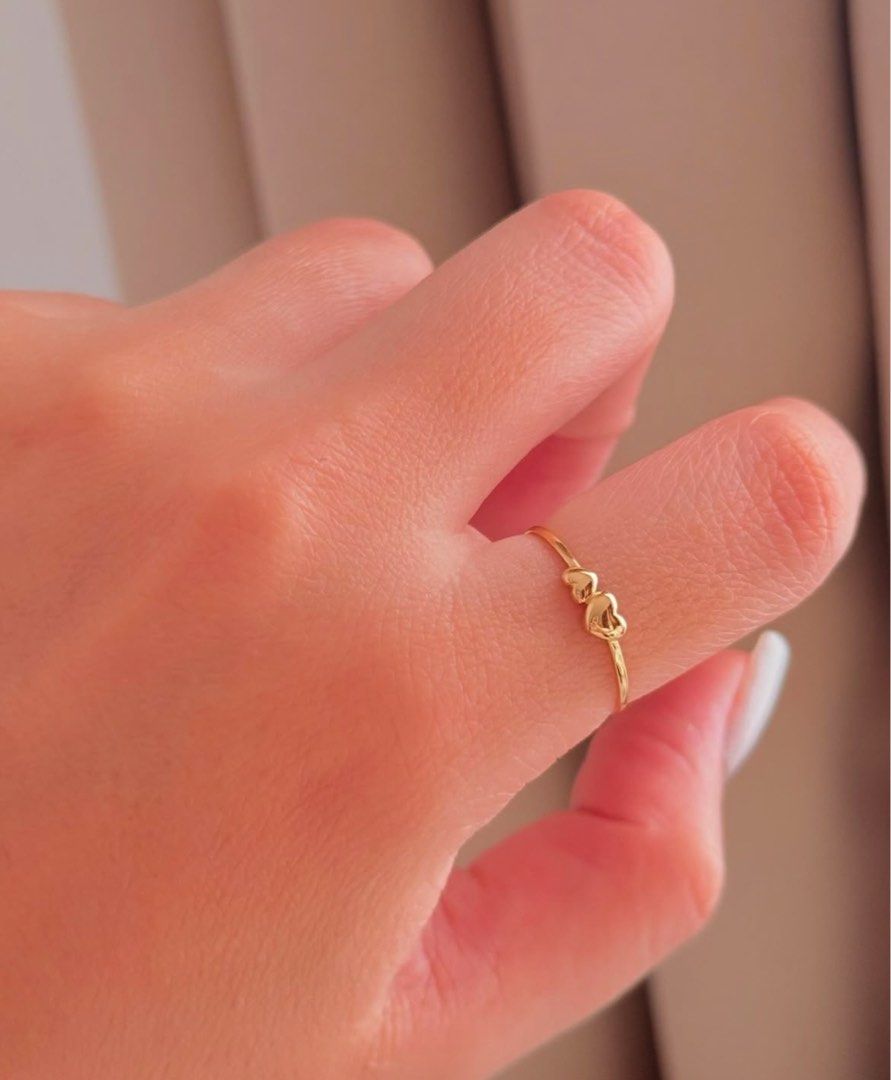 18K Gold Minimalist Twin Hearts Ring Lightweight-solid (Category: Rings) located in Dasmarinas. Submitted by goldandjewelbymz (Listing ID 1306295555, Image 3). Description: ✅ONHAND ✅PAY TODAY, SHIP TODAY (3PM cut-off) ✅DTI REGISTERED ✅COD available with DP ✅Ships via LBC / Lalamove (plus sf).