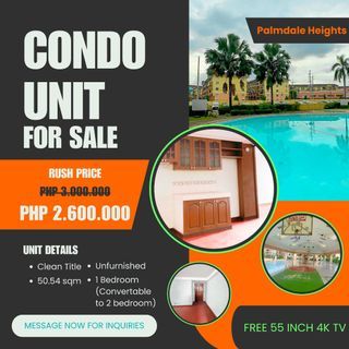 📢 For Sale: Palmdale Heights Condo, Pasig – 50.54 sqm w/ FREE Smart TV!