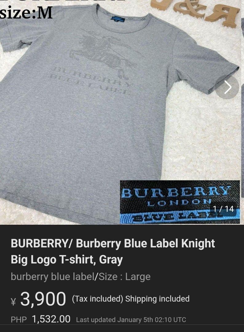 Burberry Blue Label (Category: Luxury Apparel) located in General Santos City (Dadiangas). Submitted by Serde (Listing ID 1345723615, Image 3). Description: Burberry London Blue Label Large on tag 22x28 excellent no fades Color rate: 9.5/10 Issue: None.