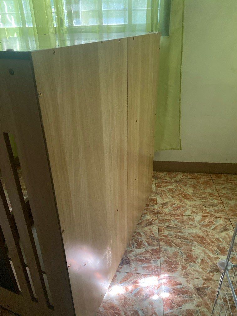 Cat house (wood) (Category: Other Home Furniture) located in Quezon City. Submitted by muneng0909 (Listing ID 1345738421, Image 3). Description: Selling this cat house, as my cats are not using since they’re used to stay on my room and bed. Issue : only one glass nalang po yung lock pero pwede kayo pagawa sa mga kakilala nyo. Good condition pa naman po ibang parts, ayan lang talaga cos nabasag. Size 90x60x90 Original price is 6200.