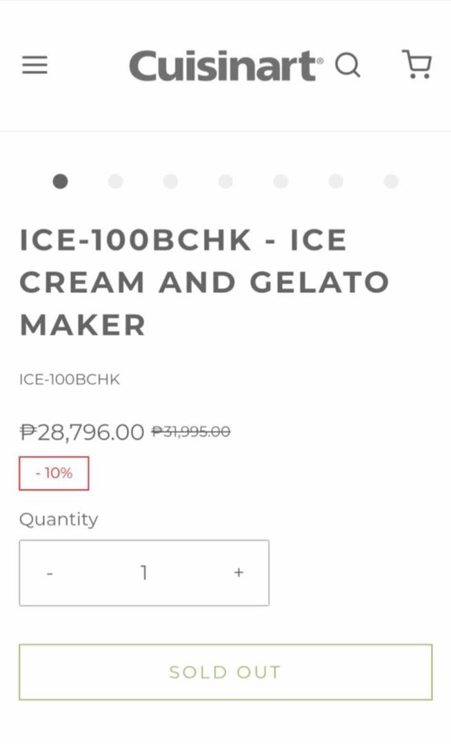 Cuisinart Ice Cream and Gelato Maker (Category: Ice-cream Makers) located in Bacolod City. Submitted by cruthmirano (Listing ID 1345763627, Image 2). Description: Bought this September 2024 at PHP28k+! Gifted it to a family member who barely used it and decided to give it back to make space in her kitchen. Very well taken cared of, all parts complete and functioning perfectly. .
