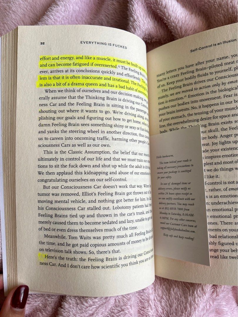 Mark Manson (Everything is F*cked) (Category: Storybooks) located in Nabua. Submitted by clementina_studio (Listing ID 1345764861, Image 3). Description: Good condition Has minimal high lighted pages until pg.32 Didn’t finish reading (Just stock in my shelves) RFS: Decluttering (Authentic).