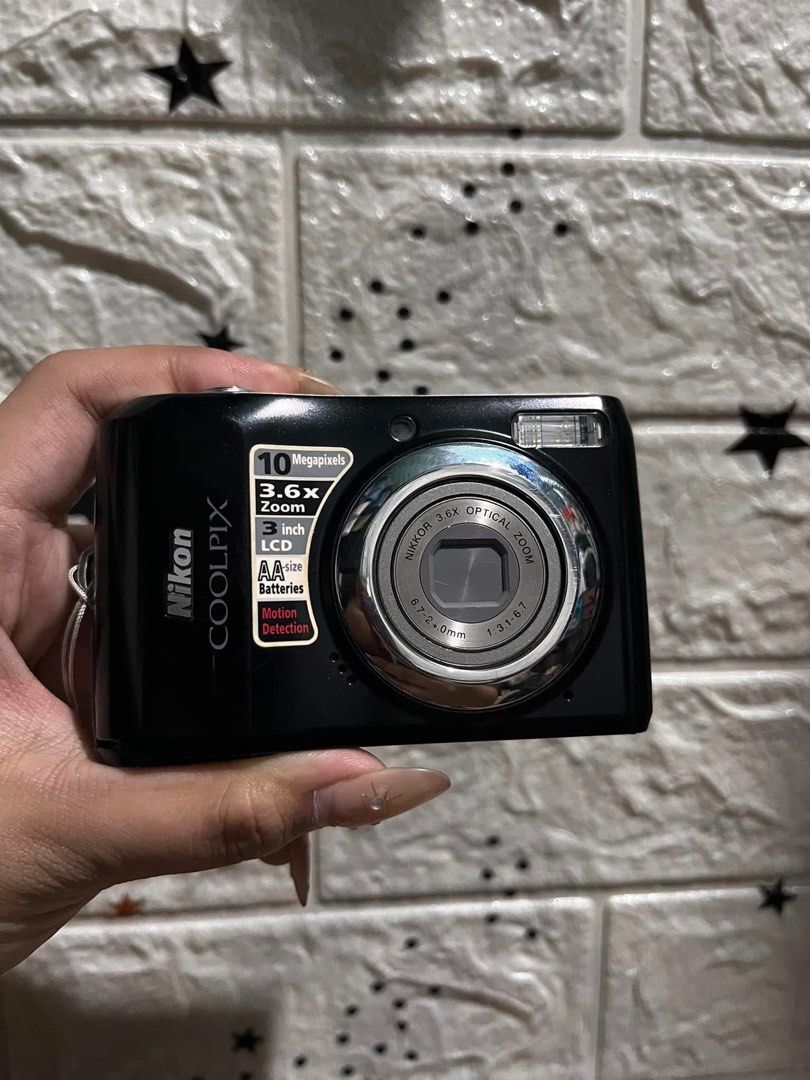 NIKON COOLPIX L20 (Category: Cameras) located in Manila. Submitted by zekrivera (Listing ID 1345772532, Image 1). Description: NIKON COOLPIX L20 10.0 Megapixels 3.6x optical zoom (Equivalent to 38-136mm in 35mm format). 3.0-inch LCD with 230,000 dots resolution. ‼️REPRICED‼️ ₱5,000 (from ₱5,500) Inclusions: Unit itself, SD Card, pouch, lanyard & Battery. ISSUE: broken battery door look need to be taped All digital cameras are pre-owned and displa