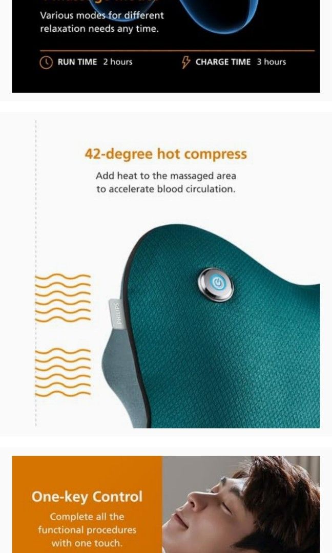 Philips Portable Back Massager (Category: Massage Devices) located in San Juan City. Submitted by mariceldizon03251976 (Listing ID 1345800195, Image 3). Description: Philips Brand 4 Modes, ( 2 Heated modes with two different kneading position) and the other two with no heat Ideal for tired muscle, stress for whole day work , dysmenorrhea Health purpose Give your love ones the best gist this holiday Pm now.