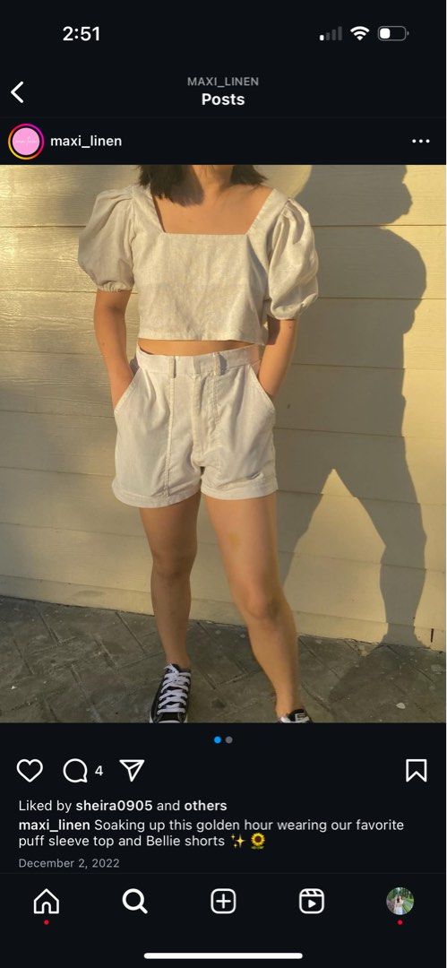 Puff Sleeve linen top (ig: maxi_linen) (Category: Blouses) located in Rodriguez. Submitted by gmcnorva (Listing ID 1345898452, Image 2). Description: Hi there! I am selling my personal preloved items to make space for new ones. All items are guaranteed 100% original. - Unused!! - Size reference: MEDIUM (length - 18', bust - 36', neck line - 6') PAYMENT - via gcash or bank transfer DELIVERY - courier (J&T or Flash) or pick up.